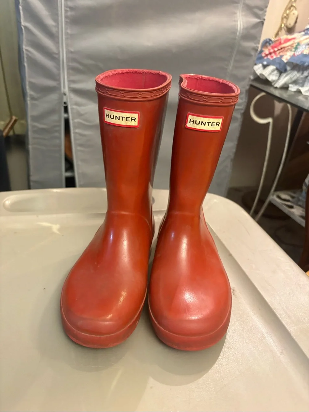 Hunter Kids Red Rubber Mid-Calf Rain Boots